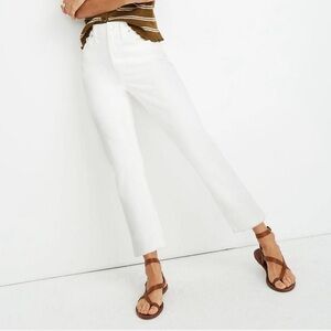Madewell High Rise Slim Cropped Boyjean in White